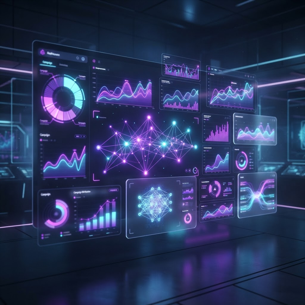 Vivid Reach AI marketing dashboard showing live campaign analytics